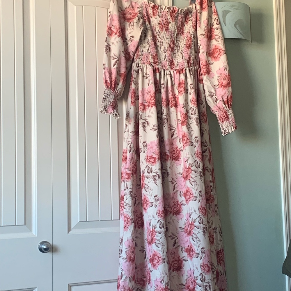Floral Long Sleeve Dress - Pink